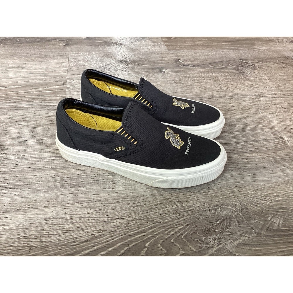 Vans X Harry Potter Shoes Hufflepuff Black Slip On Men's Size Mens 4 Womens 5.5